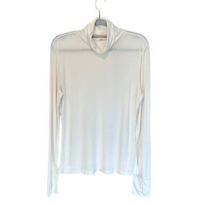 Modern Movement Women's SOFT Long Sleeve Loose Turtleneck Cream-Ivory Large